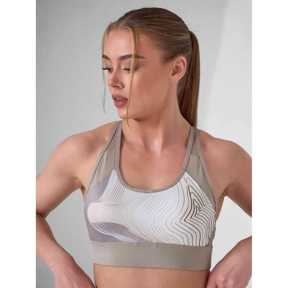 NEW INPHORM ELLE High-Impact Compression Sports Bra SMALL Latte Print Beige